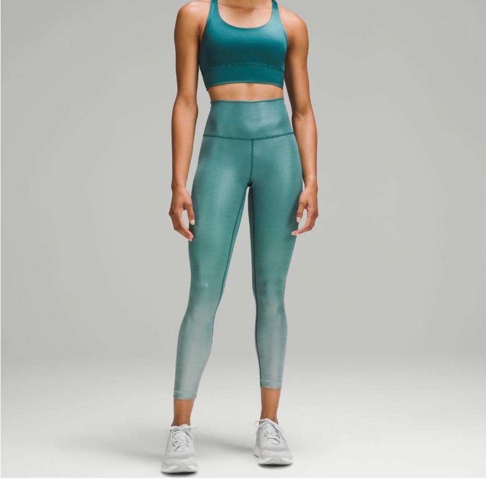 Lululemon Peloton Green Ombre Foil Wunder train 25” Leggings, EUC, sz 10 - Picture 2 of 11